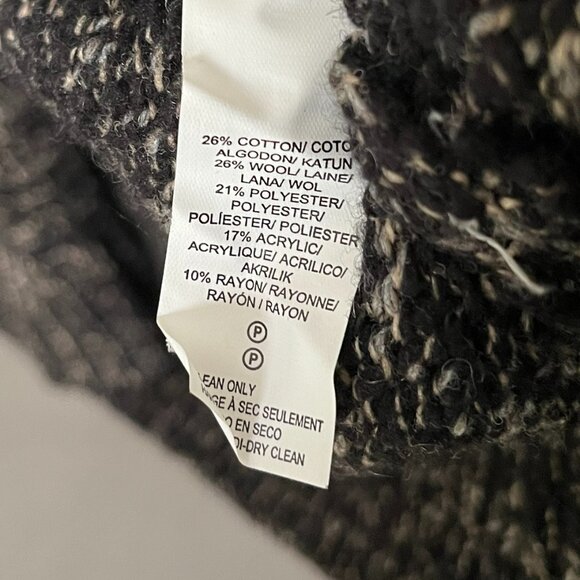Lucky Brand L Grey Black Multi Pattern Wool Knit Plush Open Cardigan Sweater - Picture 7 of 7